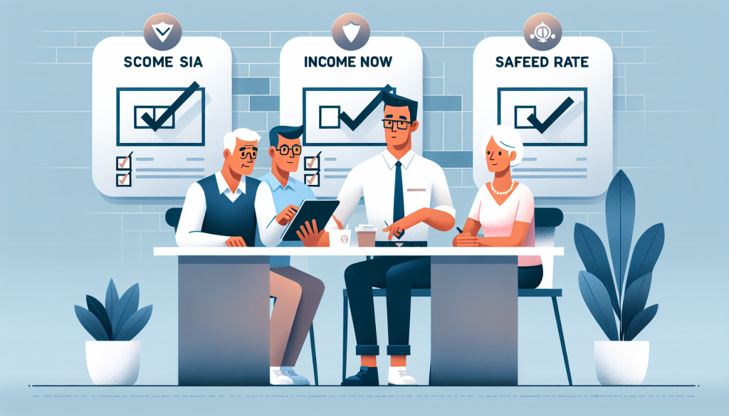 Vector image of man and wife sitting at table with financial reports.