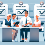 Vector image of man and wife sitting at table with financial reports.